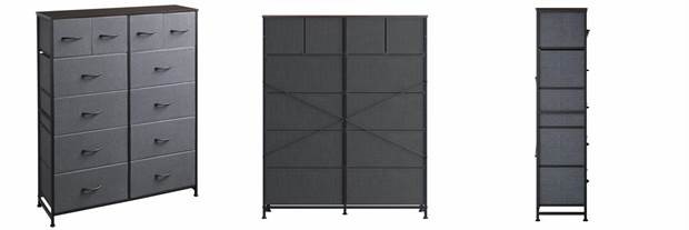 Recalled WLIVE Fabric 12-Drawer Dresser in Dark Grey