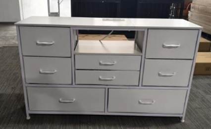 Recalled Furnulem Fabric 8-Drawer Dresser in white (front)