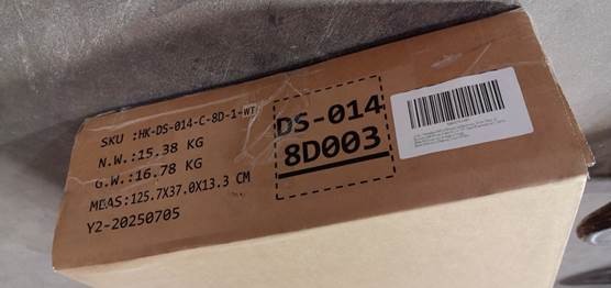 Recalled Furnulem Fabric 8-Drawer Dresser Packaging with Model Number DS-0148D003