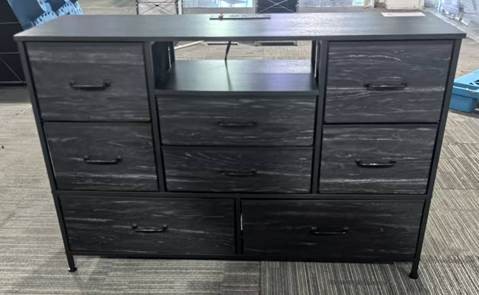 Recalled Furnulem Fabric 8-Drawer Dresser in black (front)