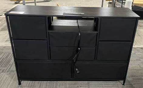 Recalled Furnulem Fabric 8-Drawer Dresser in black (back)