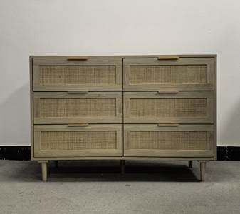 Recalled Rattan 6-Drawer Dresser - Front